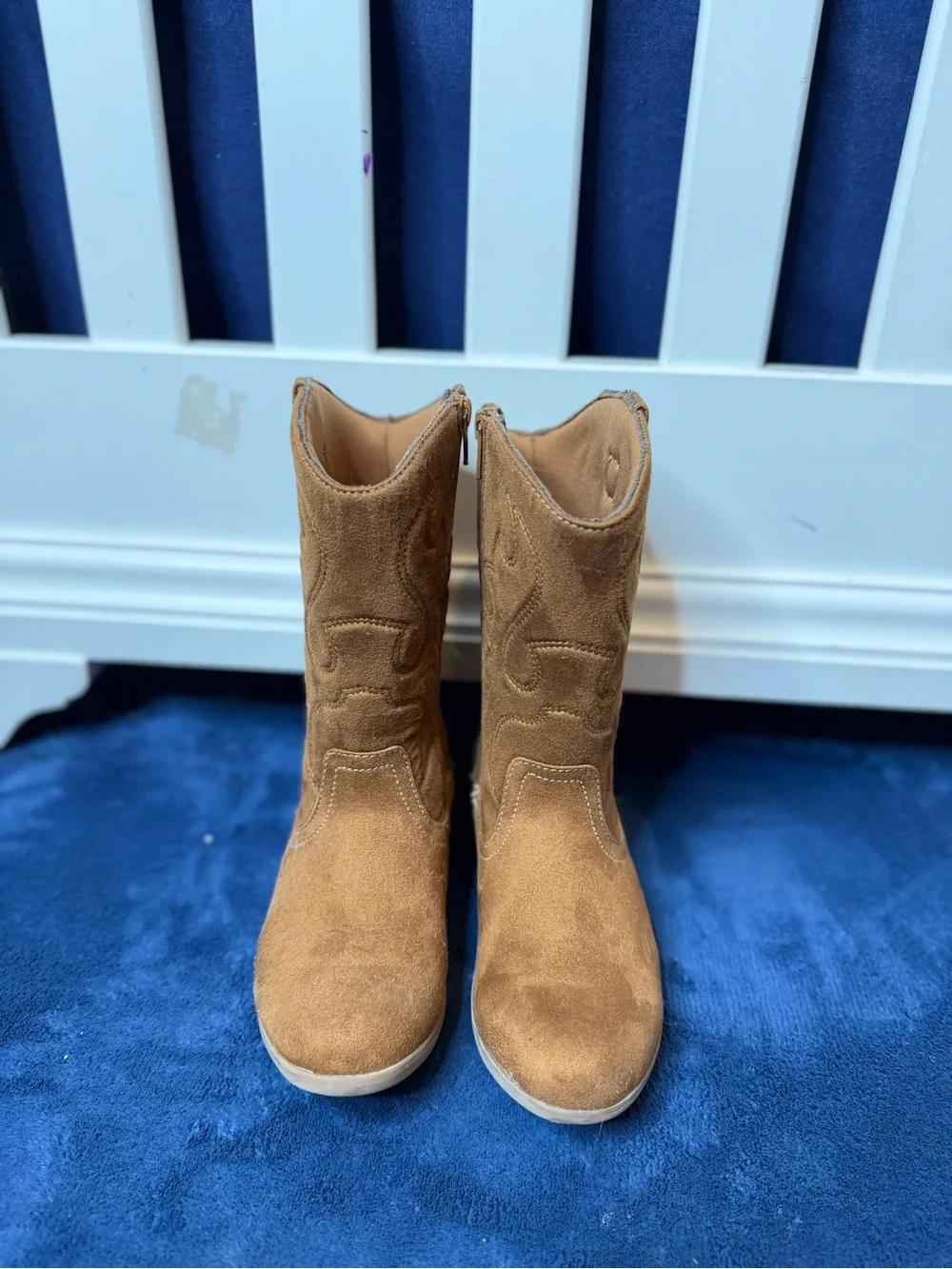 Girls’ Brown Suede Western Cowboy Boots – Size 3